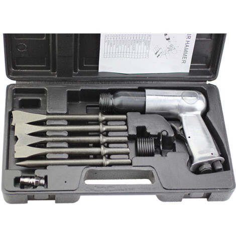 Cincel neumático-martillo cincel neumático 150Herramientas neumáticas de 4500 rpm, incluye 4 cinceles, 1 resorte y 1 conector.
