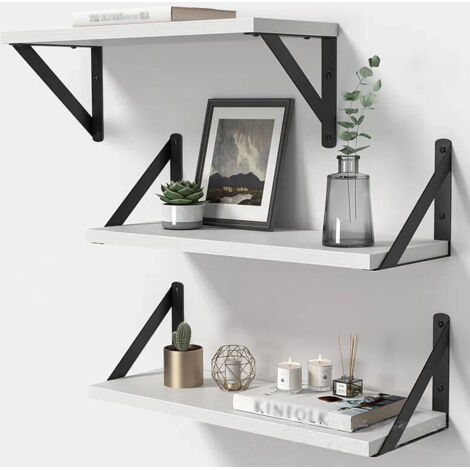 Estante de pared - Juego de 3 estantes de pared de madera 4015 - Blanco (1/5)