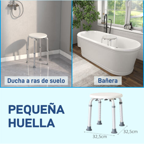 Taburete de Ducha de Aluminio con Altura Regulable Antideslizante Carga 136 kg para Ancianos y Discapacitados (1/5)