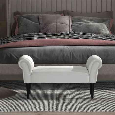 HOMCOM Banco Zapatero Banqueta con Brazos Tapizada tipo Banco de Madera para Dormitorio Salón Recibidor 102x36x51cm Carga 130kg (1/5)