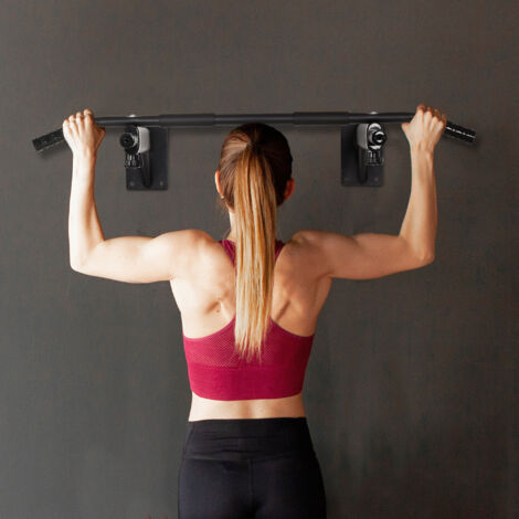 HOMCOM Barras de Dominadas para Pared Colgador de Saco de Boxeo 2 en 1 Entrenamiento Muscular Pull Up para Casa Carga Máxima 150 kg Negro (1/5)