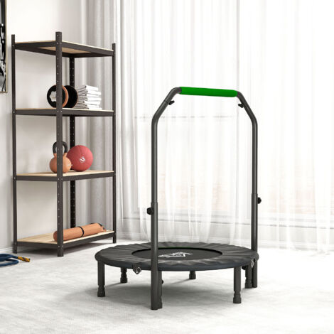 Cama Elástica Plegable Ø102 cm con Mango Ajustable Marco de Acero para Entrenamiento Piernas Cuerpo Negro y Verde