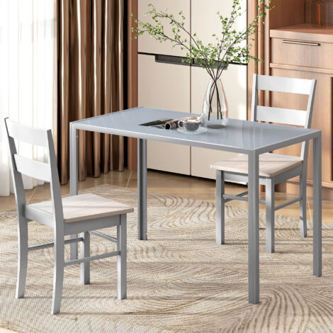 Mesa de Cocina de Cristal para 4-6 Personas con Patas de Metal Multifuncional para Cocina Salón 120x60x75 cm Gris