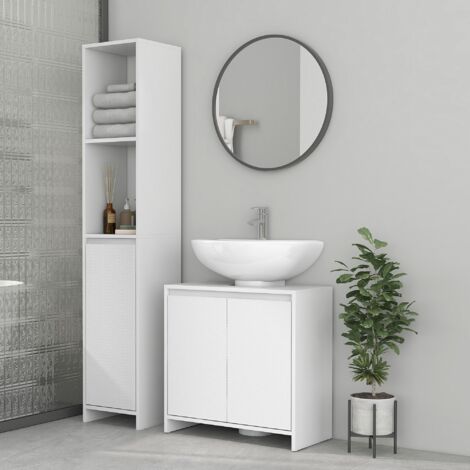 Mueble para Debajo del Lavabo Moderno con Estante Mueble Lavabo con Pie Anti-vuelco Carga 40 kg 60x30x60 cm Blanco