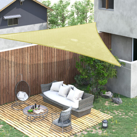 Outsunny Toldo Vela Triangular 6x6x6 m Vela de Sombra para Jardín Patio Terraza Poliéster Anti UV Color Arena (1/5)