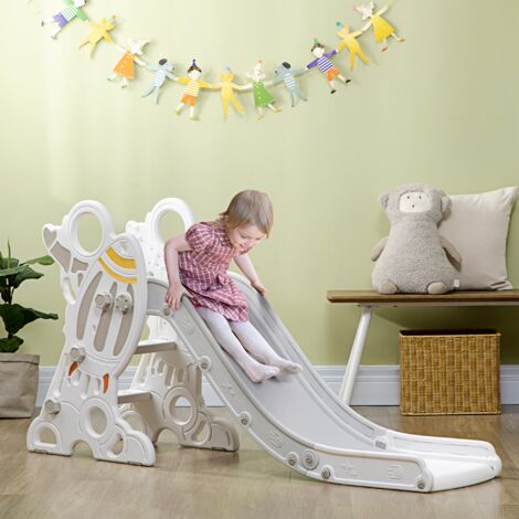 Tobogán Infantil para Niños de 18-36 Meses con 3 Escalones Antideslizantes para Interior Exterior 157x46,5x80 cm Gris