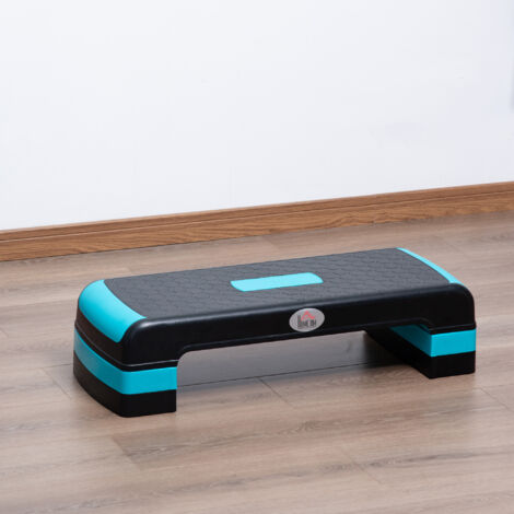 HOMCOM Plataforma Step para Deporte y Gimnasia con Altura Regulable en 10/15/20 cm Carga 150 kg 78x28x20 cm Azul y Negro (1/5)