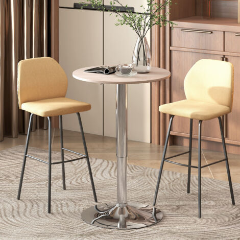 Mesa de Bar con Altura Ajustable Giratoria 360° Base Redonda Mesa Alta de Bar para Cocina Comedor Ø60x67-93 cm Natural