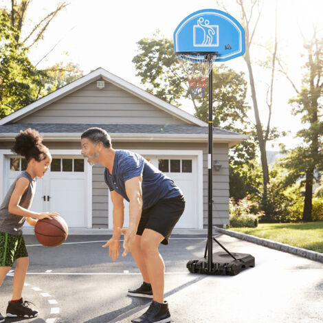 HOMCOM Canasta de Baloncesto para Exterior Altura Ajustable 160-210 cm con Ruedas y Base Rellenable 76x48x254 cm Negro (1/5)