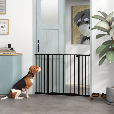 Barrera de Seguridad Extensible Puertas y Escaleras Metálica para Perros y Bebé Barrera Puertas Mascota 76-107x76 cm