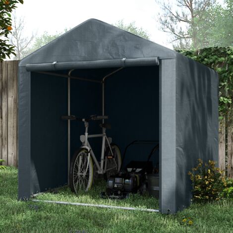 Carpa para Herramientas Bicicletas y Motos 1,6x2,2x1,7 m con 2 Habitaciones Puerta con Cremallera Impermeable Gris (1/5)