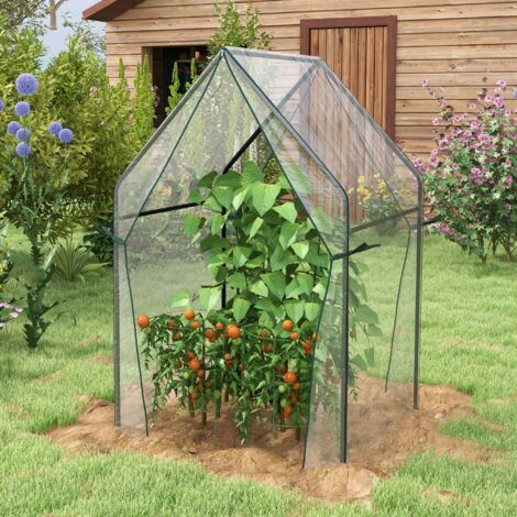 Invernadero de Terraza con 2 Puertas con Cremallera Anti-UV para Cultivo de Plantas Flores 90x90x145 cm Transparente