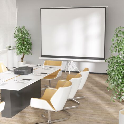 Pantalla de Proyector Manual 120 Pulgadas Pantalla de Proyección Formato 4:3 con Altura Ajustable 244x183 cm Blanco (1/5)