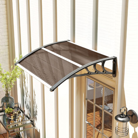 Marquesina Exterior para Puerta y Ventana 75x100 cm contra Sol y Lluvia con Soporte de Aleación de Aluminio Marrón (1/5)