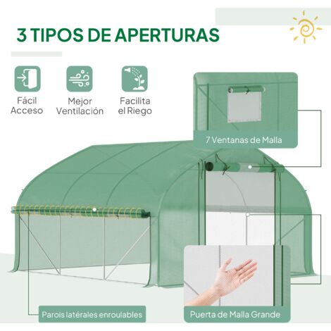 KESSER® Invernadero Estable con 12 Ventanas con mosquitera y Puerta, túnel de jardín con Marco de Acero galvanizado, 170 g/m², Incluye Guantes y Cuerdas, 600 x 300 cm, Color Verde KESSER® Invernadero Estable con 12 Ventanas con mosquitera y Puerta, túnel de jardín con Marco de Acero galvanizado, 170 g/m², Incluye Guantes y Cuerdas, 600 x 300 cm, Color Verde