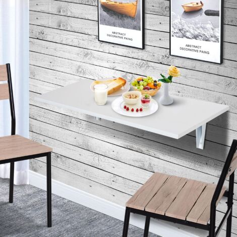 Mesa Plegable de Pared Mesa Abatible de Pared de Madera Ahorra Espacio para Cocina Comedor Dormitorio 60x40x20 cm Blanco