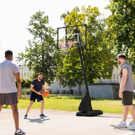 Canasta de Baloncesto Ajustable 236-293 cm con Ruedas Tablero de PC Base Rellenable para Exterior Negro (1/5)