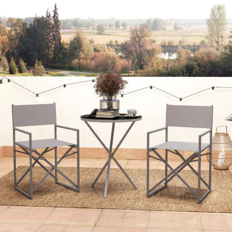 Conjunto de Jardín 3 Piezas con Mesa Redonda de Vidrio Templado y 2 ...