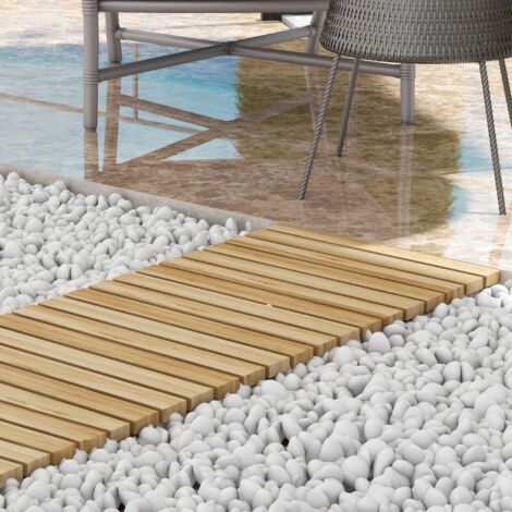 Camino de Jardín de Madera 120x38 cm Pasarela Recta Enrollable para Exteriores Resistente a la Intemperie Natural