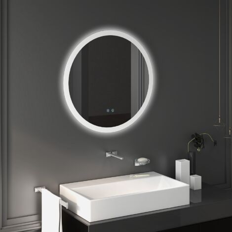 Espejo de Baño Redondo con Luces LED 70x70cm Espejo Antivaho 3 Luces de Colores Función de Memoria Interruptor Táctil