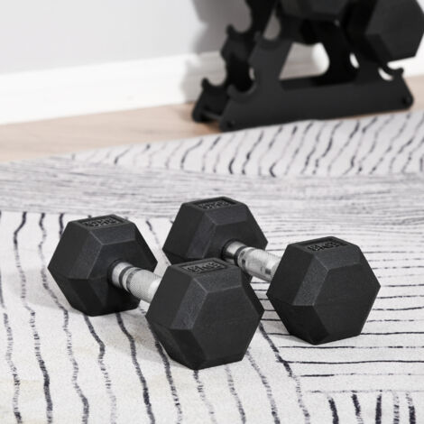Juego de Mancuernas Hexagonales 2 x 5 kg Juego de Pesas con Barras de Conexión Kit de Entrenamiento de Fitness