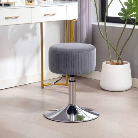 Taburete de Cocina Regulable en Altura 52-66 cm Tapizado en Pana Giratorio en 360° Gris (1/5)