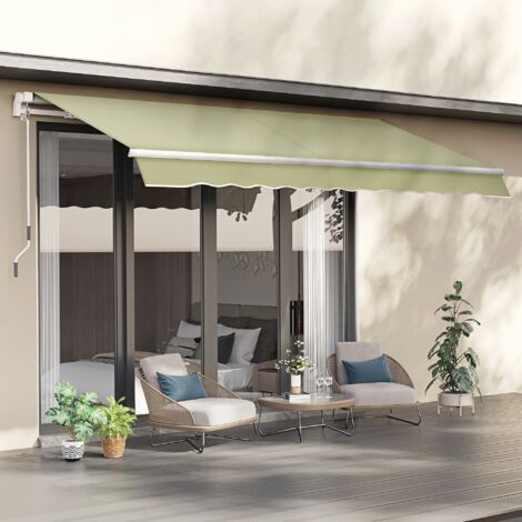 Toldo Manual Retráctil 295x250cm Ángulo Ajustable con Manivela para Exterior Balcón Jardín Terraza Crema (1/5)