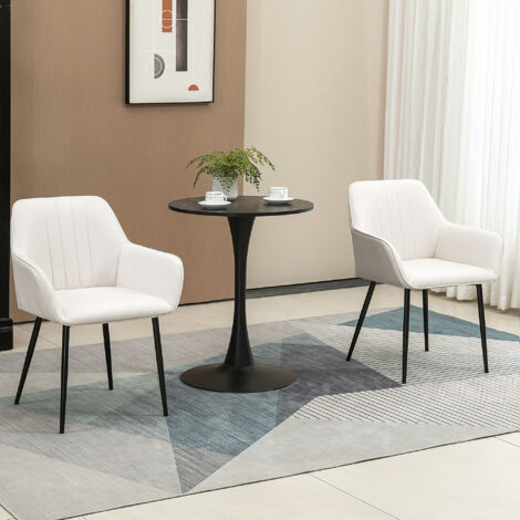 Pack de 2 Sillas de Cocina con Respaldo Reposabrazos y Patas de Metal para Salón 59,5x56,5x81 cm Beige (1/5)