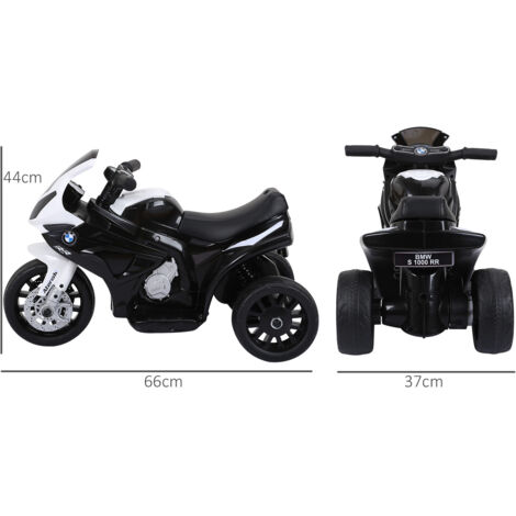 Moto Eléctrica para Niños de 18-36 Meses con Licencia BMW S1000RR con Velocidad 2,5 km/h Carga 20 kg 66x37x44 cm Negro