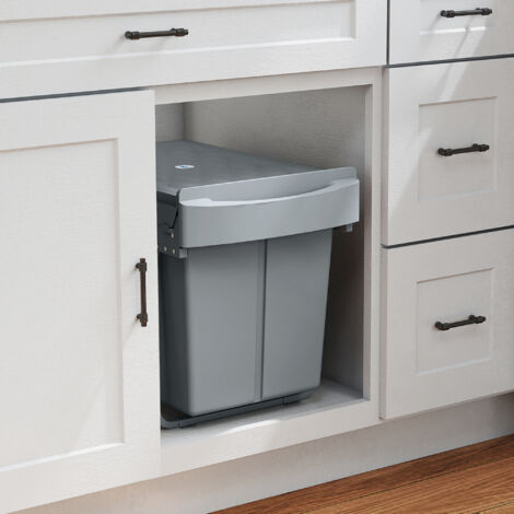 Cubo de Basura bajo Fregadero 2 Contenedores de Reciclaje Extraíble 2 x 20 L Deslizamiento Suave Gris (1/5)