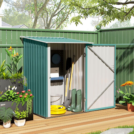 Caseta de Jardín Metálica 0,92 m² 100x103x160 cm con 1 Puerta y Cerradura para Almacenamiento de Herramientas Verde (1/5)