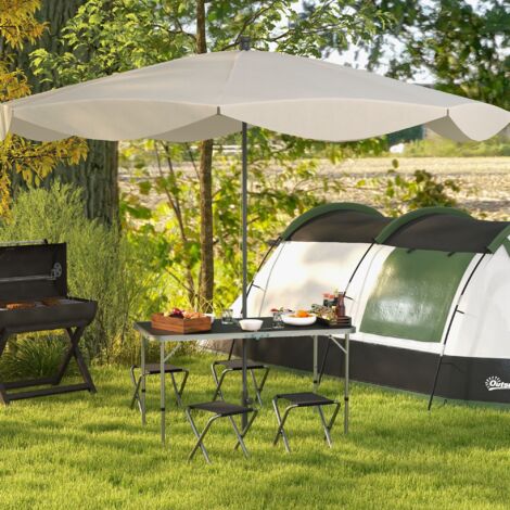 Mesa de Camping Plegable Tipo Maletín con 4 Taburetes plegables Mesa 120x60x55-70 cm y Taburetes 33x28x37 cm Negro (1/5)