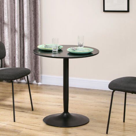 Mesa de Comedor Redonda Mesa de Cocina para 2 Personas con Base de Acero y Almohadillas Antideslizantes Ø70x75 cm Negro (1/5)