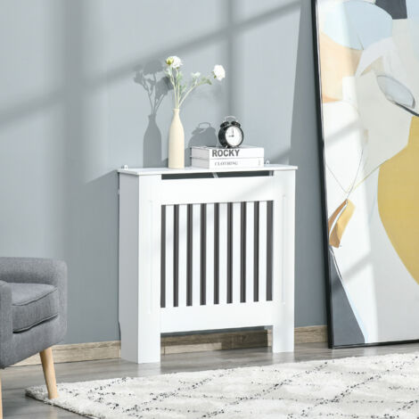 Cubre Radiador de MDF Diseño Moderno Estante para Radiador Vertical para Sala de Estar Dormitorio 78x19x81 cm Blanco