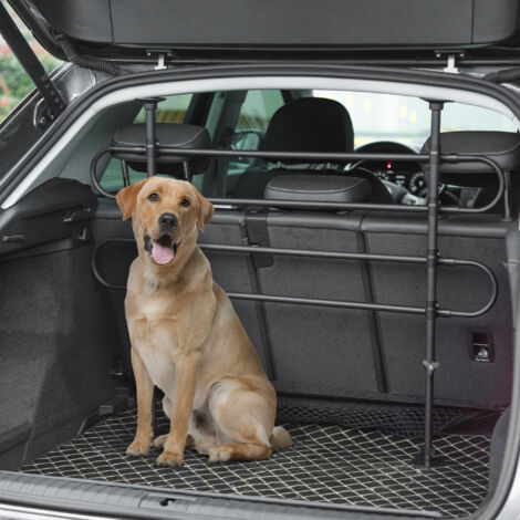 PawHut Barrera Protectora de Coche para Perros Reja de Protección Universal de Acero para Maletero Equipaje Automóvil Ajustable en Ancho y Altura 87-135 x 60-105 cm Negro (1/5)