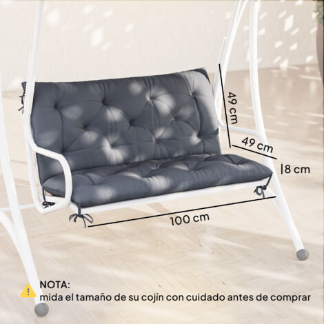 Outsunny Cojín para Banco con Respaldo 100x98x8 cm Colchón de Banco de 2 Plazas con 6 Cordones de Fijación para Jardín Terraza Balcón Exterior Gris (1/5)