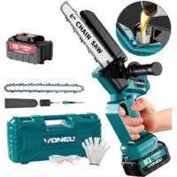 Mini motosierra inalámbrica de 21 V y 650 W - Motosierra de poda eléctrica compatible con baterías Makita - Sierra de poda inalámbrica para jardín y bricolaje (1 batería, 1 cargador)