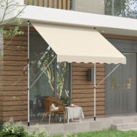 Toldo Manual Retráctil 300x150x170-280 cm con Altura Ajustable Manivela y Protección Solar para Terraza Beige