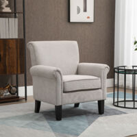 HOMCOM Butaca de Salón Tapizada en Tela Sillón Relax con Reposabrazos Asiento Extraíble para Dormitorio 79x78x87 cm Gris