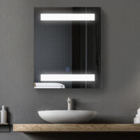 Armario de Baño con Espejo y Luz LED con 2 Estantes e Interruptor Táctil para Dormitorio Aseo 50x15x60 cm Blanco