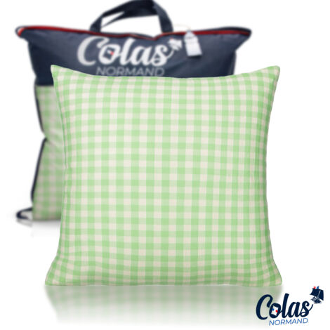 Oreiller moelleux aux motifs vichy vert 60X60cm