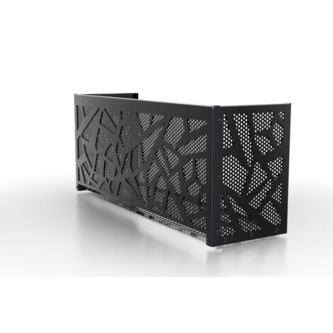 Cache climatiseur intérieur noir – Grille anthracite 7016 – Aluminium thermo-laqué – Design nid d’abeille – Fabrication française