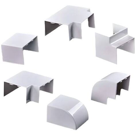 Kit 6 Accessori Per Canaline Passacavi 40X25mm, Connettore Lineare, Forma L, Forma T, Angolare Piatto Interno Esterno, Colore Bianco (1/3)