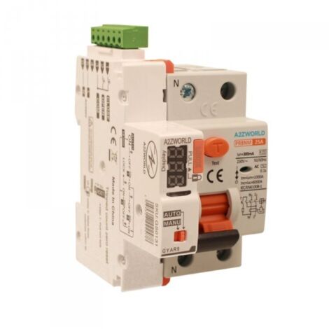 RCCB Interruttore Differenziale Puro Riarmo Automatico, Tipo AC 1P+N 3M 6000A 300mA 25A AC 230V IP20 IEC61008-1 PR8NM