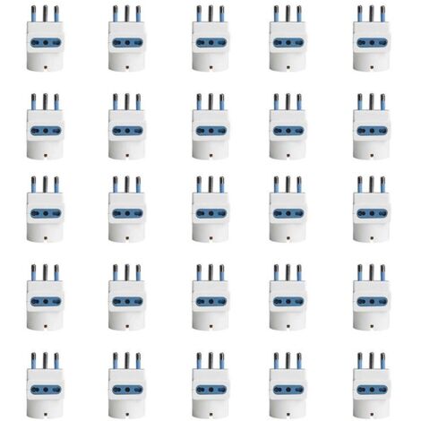 Adattatore Tripla Spina Elettrica 2P+T 16A con 2 Presa Bipasso 10A/16A 2P+T e 1 Presa Ita 10A / Schuko 16A 250V Max 1500W Bianco (1/3)