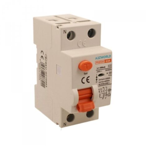 RCCB Interruttore Differenziale Puro Tipo A 1P+N 2M 6000A 300mA 63A AC 230V IP20 IEC61008-1 PR8NM GC75663