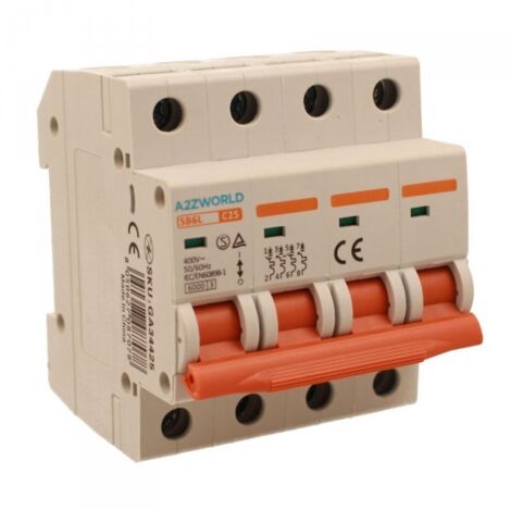 MCB Interruttore Magnetotermico Automatico Curva C 4P 4M 6000A C25A AC 400V IP20 IEC60898-1 SB6L