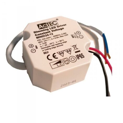 Mini Alimentatore Dimmerabile Triac Dimming Taglio di Fase IP65 Tensione Costante 24V 12W 0,5A 50X48X24 mm (1/3)