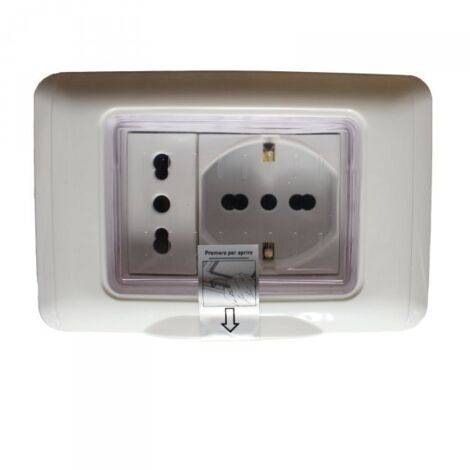 Kit Incasso IP55 Scatola 503 Premontato Presa Schuko + Presa Bipasso 2P+T 10/16A