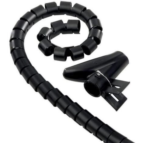 Spirale Avvolgi Cavo Flessibile Guaina Raccogli Organizzer Cavi Fermaglio Guidafilo Incluso 1,8M D15mm Nero (1/5)